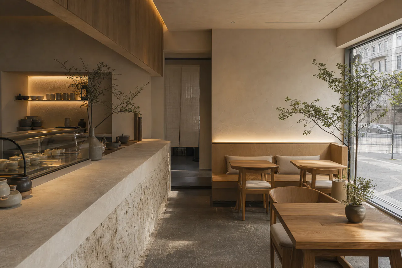 Stone Café 상업 공간 구성을 보여주는 샘플 프로젝트 대표 이미지